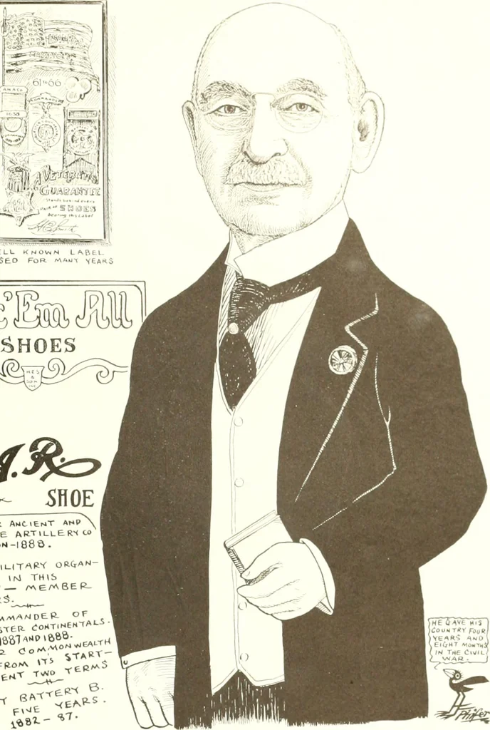 An illustration from Men of Worcester in caricature ;, 1917, leaf 140
