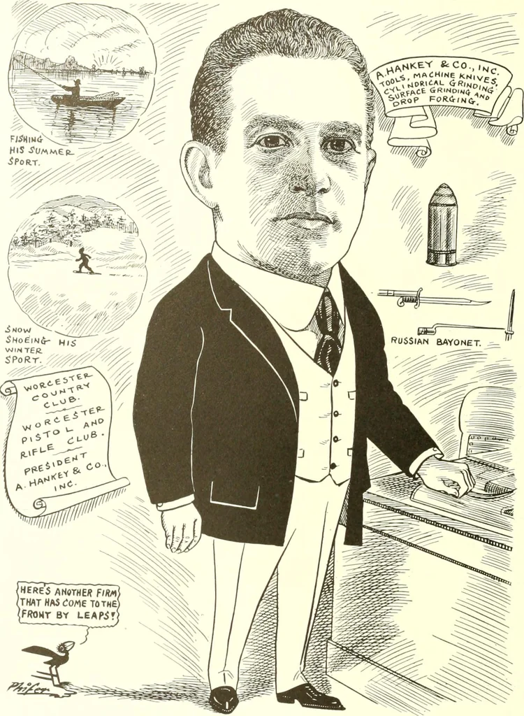 An illustration from Men of Worcester in caricature ;, 1917, leaf 141