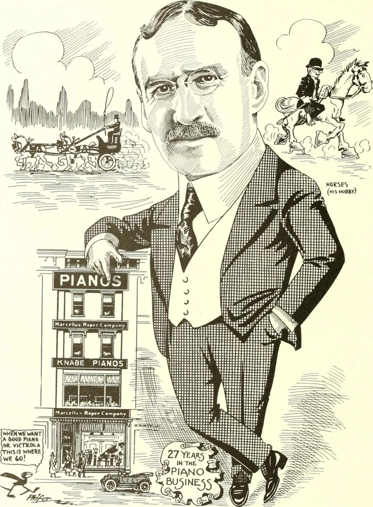 An illustration from Men of Worcester in caricature ;, 1917, leaf 143