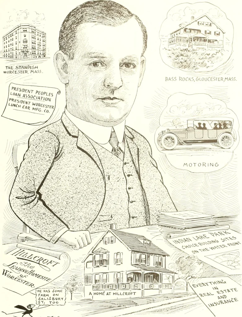An illustration from Men of Worcester in caricature ;, 1917, leaf 144