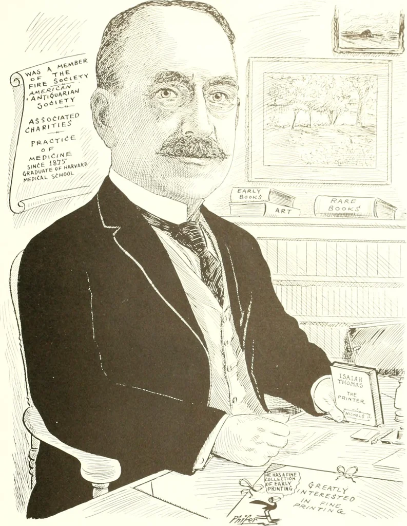 An illustration from Men of Worcester in caricature ;, 1917, leaf 146