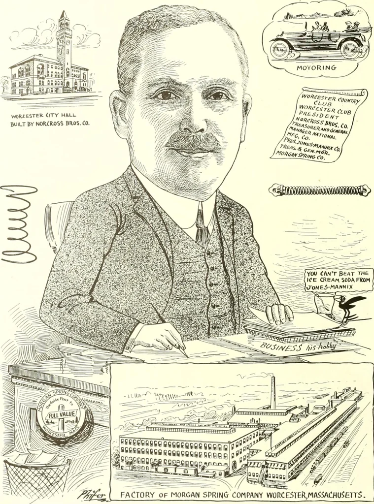 An illustration from Men of Worcester in caricature ;, 1917, leaf 147