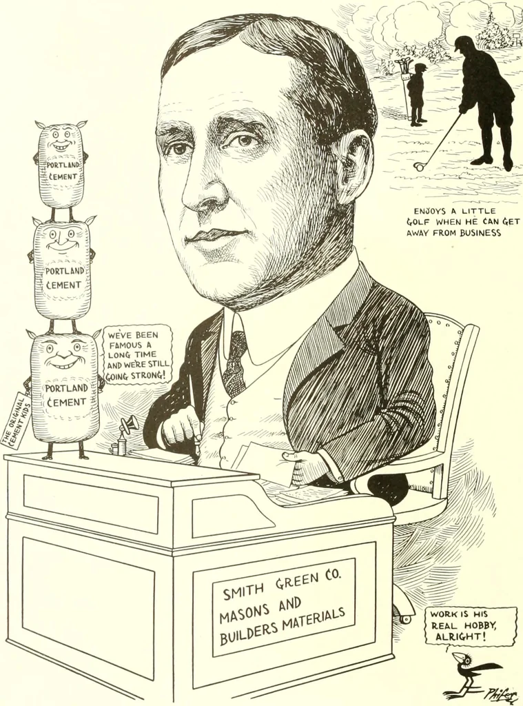 An illustration from Men of Worcester in caricature ;, 1917, leaf 157