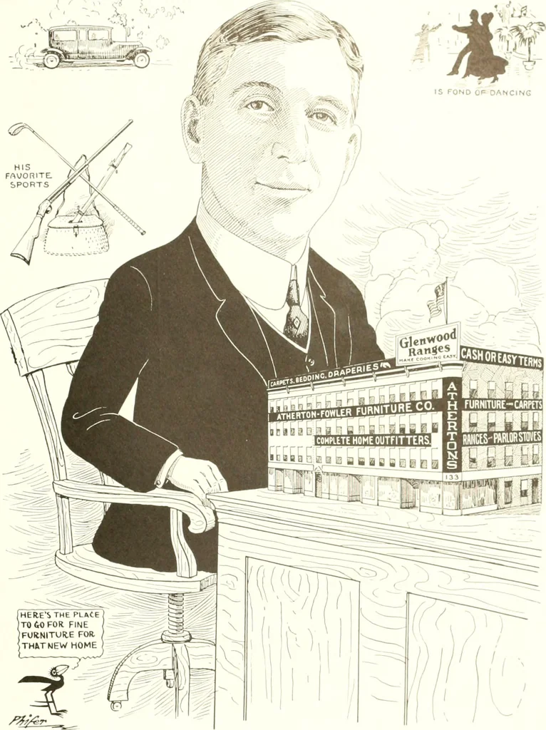An illustration from Men of Worcester in caricature ;, 1917, leaf 158