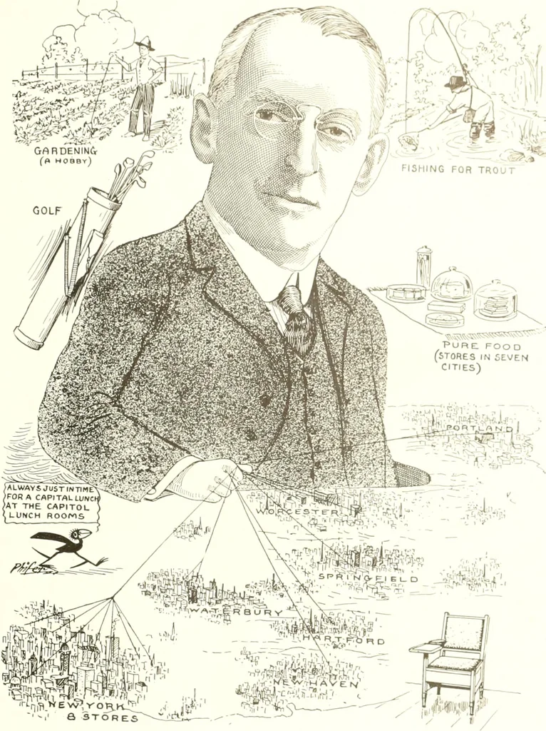 An illustration from Men of Worcester in caricature ;, 1917, leaf 164