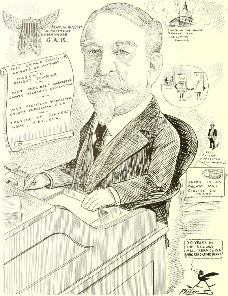 An illustration from Men of Worcester in caricature ;, 1917, leaf 169