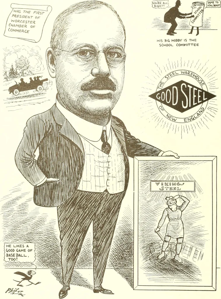An illustration from Men of Worcester in caricature ;, 1917, leaf 17
