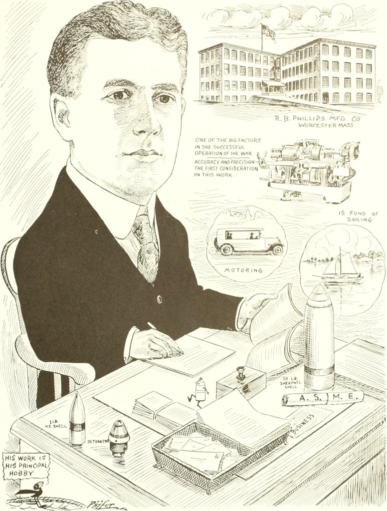 An illustration from Men of Worcester in caricature ;, 1917, leaf 176