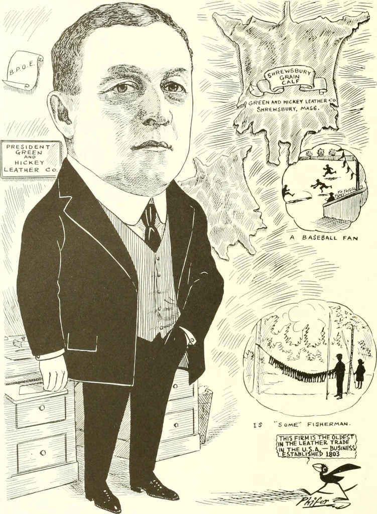 An illustration from Men of Worcester in caricature ;, 1917, leaf 179