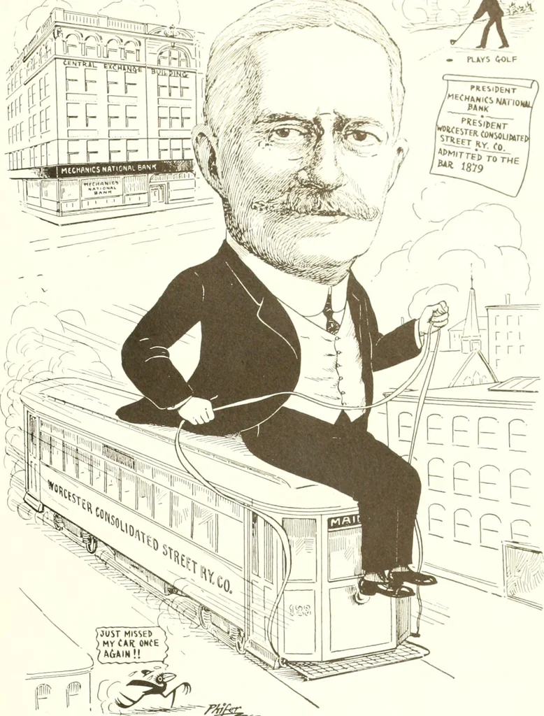 An illustration from Men of Worcester in caricature ;, 1917, leaf 18