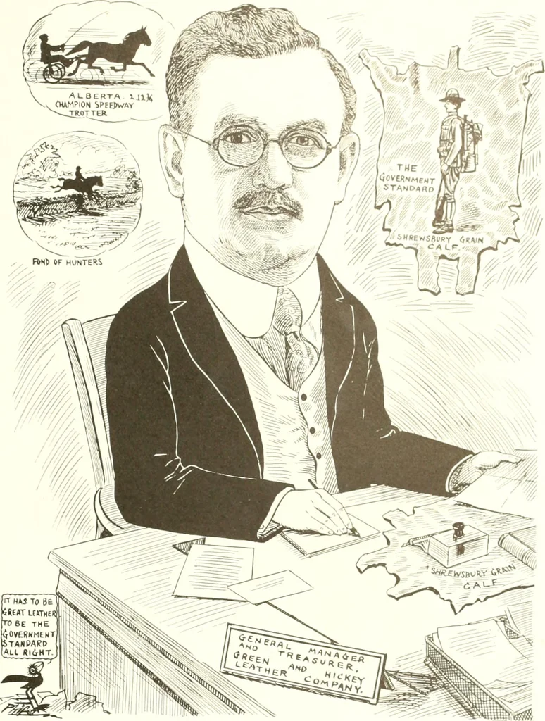 An illustration from Men of Worcester in caricature ;, 1917, leaf 180