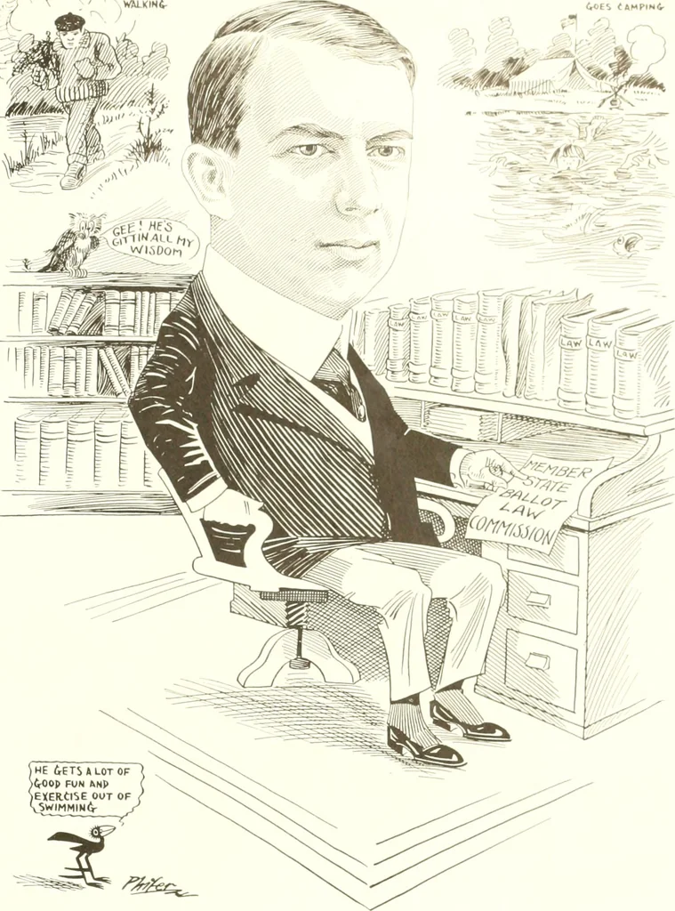 An illustration from Men of Worcester in caricature ;, 1917, leaf 186