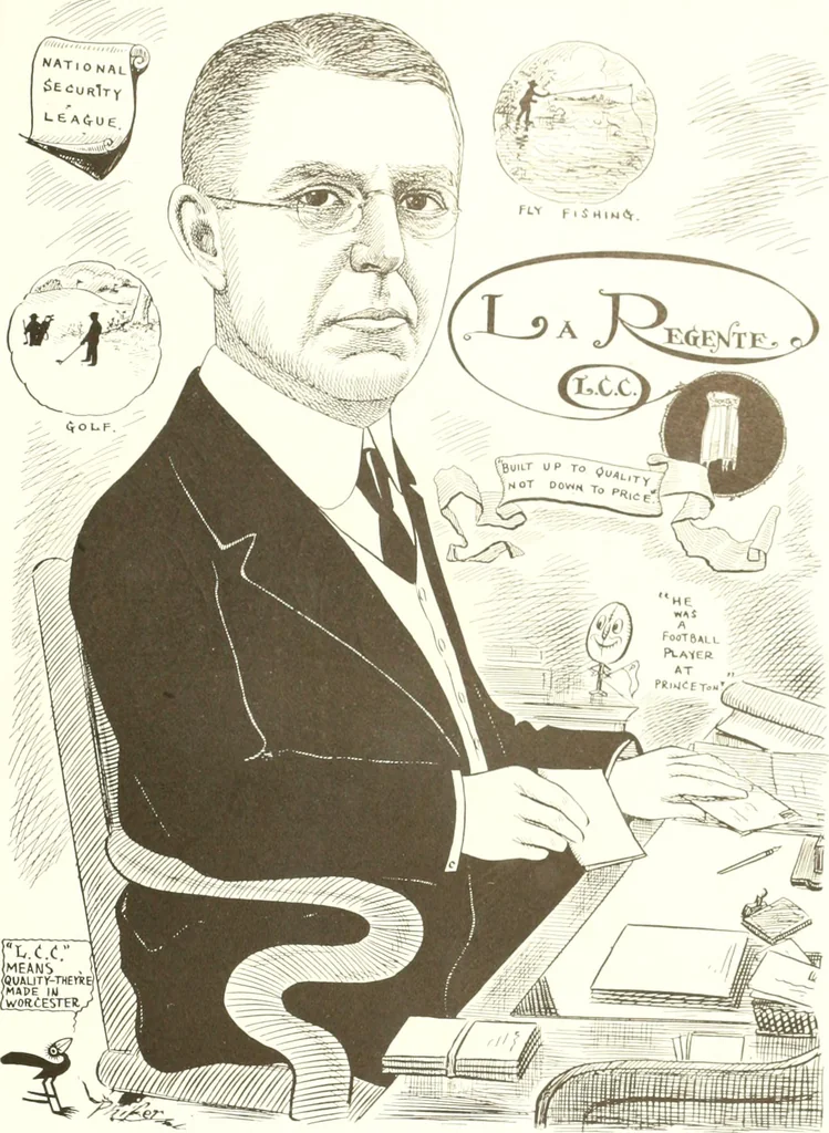 An illustration from Men of Worcester in caricature ;, 1917, leaf 192
