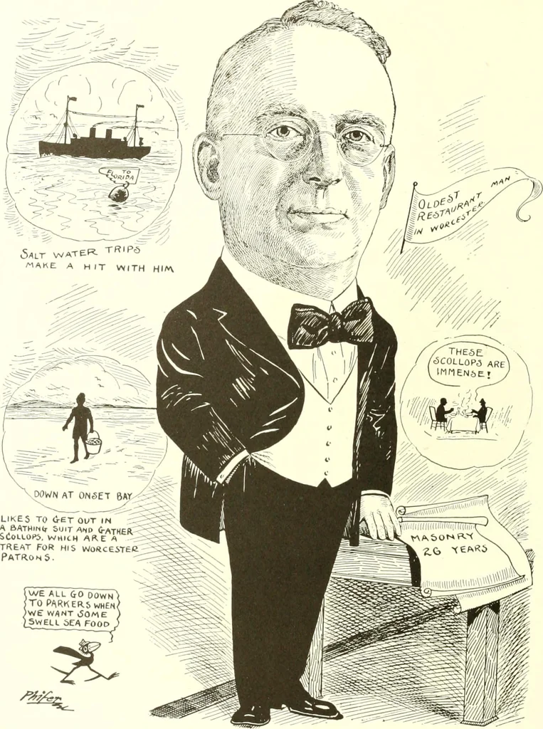 An illustration from Men of Worcester in caricature ;, 1917, leaf 193