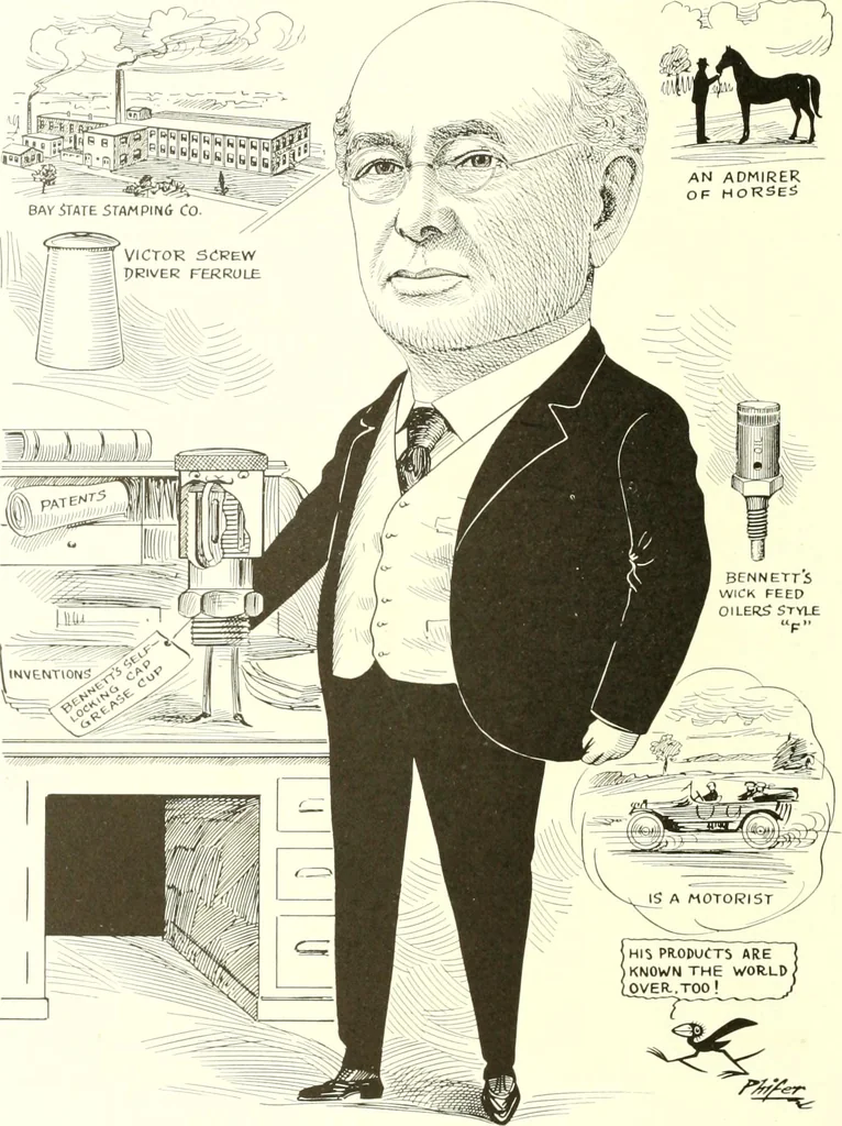 An illustration from Men of Worcester in caricature ;, 1917, leaf 195