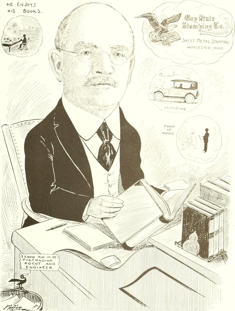 An illustration from Men of Worcester in caricature ;, 1917, leaf 196