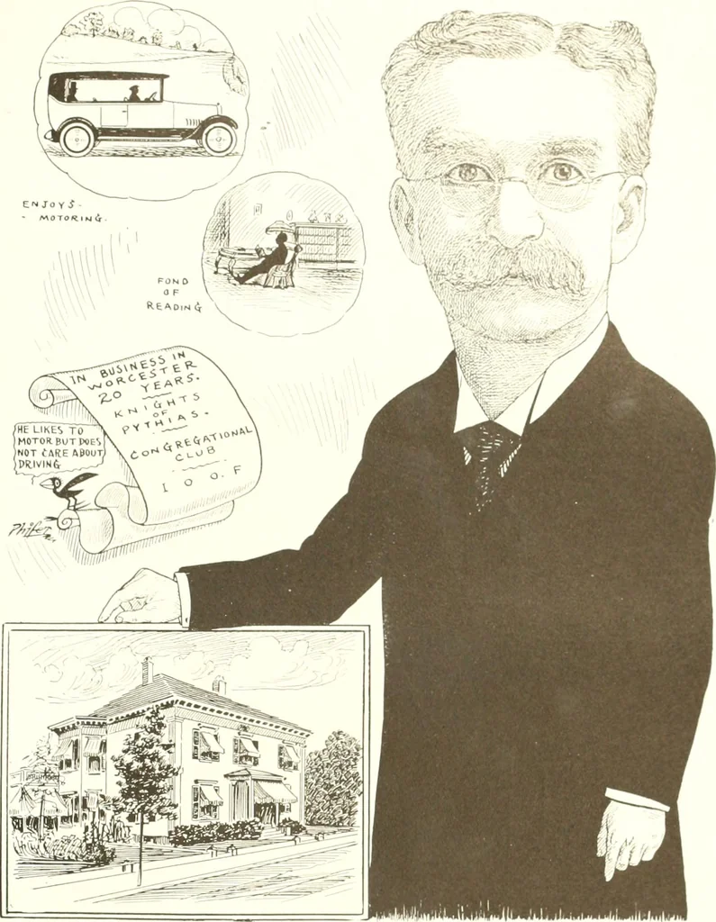 An illustration from Men of Worcester in caricature ;, 1917, leaf 198