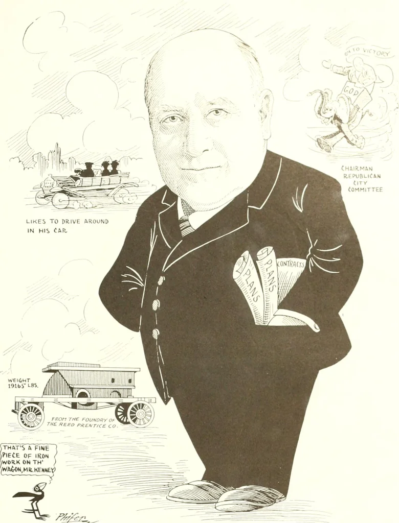 An illustration from Men of Worcester in caricature ;, 1917, leaf 204