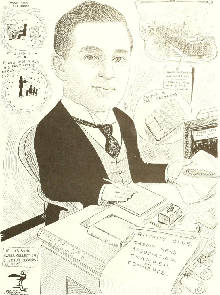 An illustration from Men of Worcester in caricature ;, 1917, leaf 206