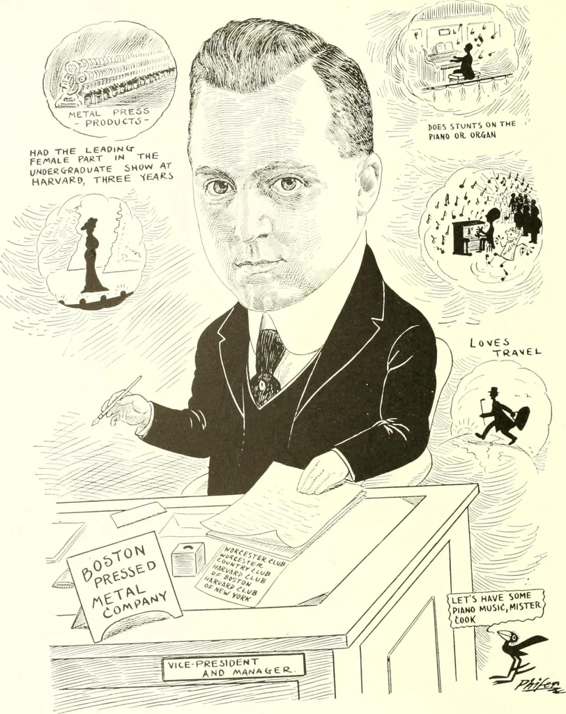 An illustration from Men of Worcester in caricature ;, 1917, leaf 211