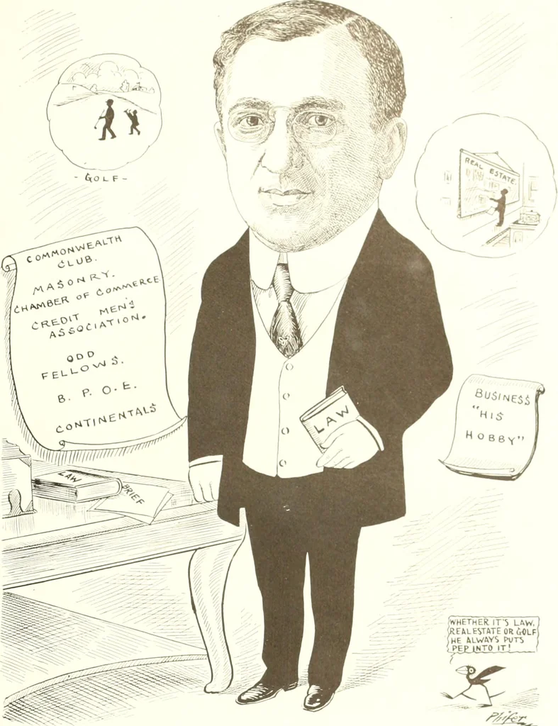 An illustration from Men of Worcester in caricature ;, 1917, leaf 212