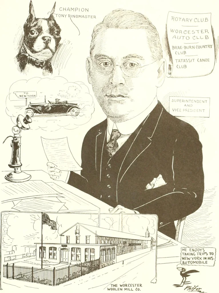 An illustration from Men of Worcester in caricature ;, 1917, leaf 218
