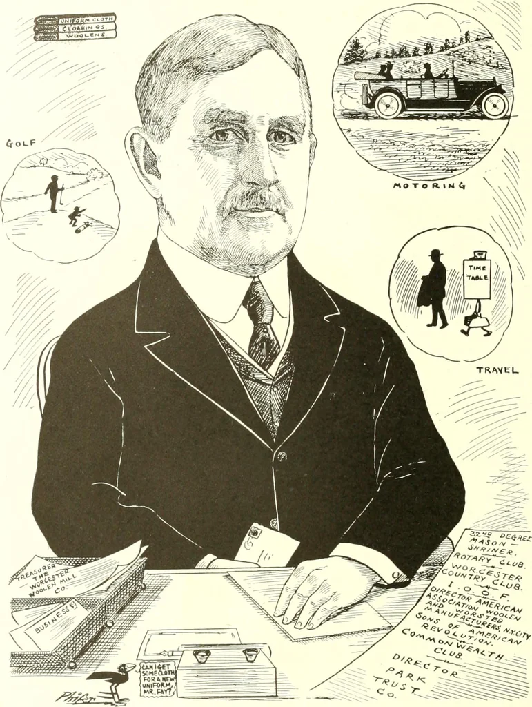 An illustration from Men of Worcester in caricature ;, 1917, leaf 219