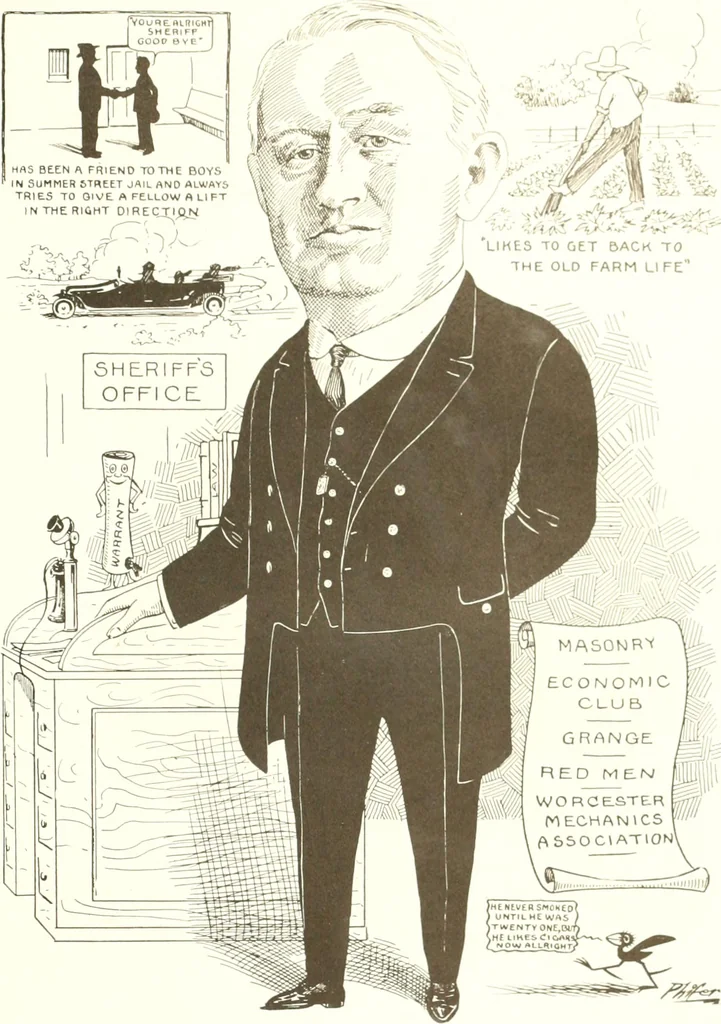An illustration from Men of Worcester in caricature ;, 1917, leaf 220