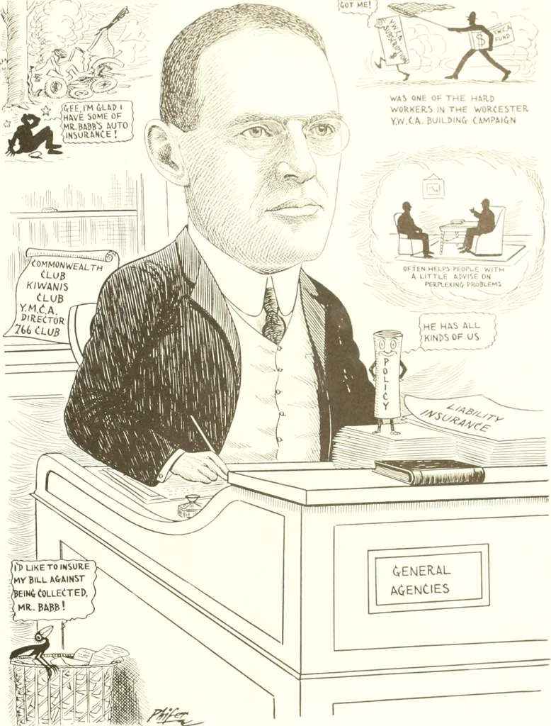 An illustration from Men of Worcester in caricature ;, 1917, leaf 222