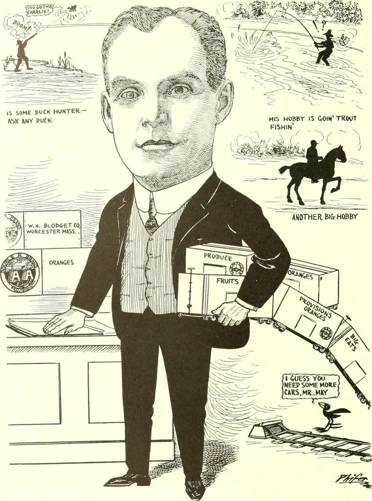 An illustration from Men of Worcester in caricature ;, 1917, leaf 225