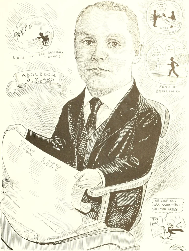 An illustration from Men of Worcester in caricature ;, 1917, leaf 232