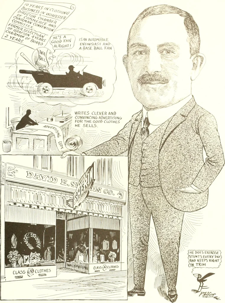 An illustration from Men of Worcester in caricature ;, 1917, leaf 234