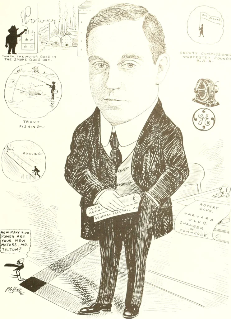An illustration from Men of Worcester in caricature ;, 1917, leaf 236