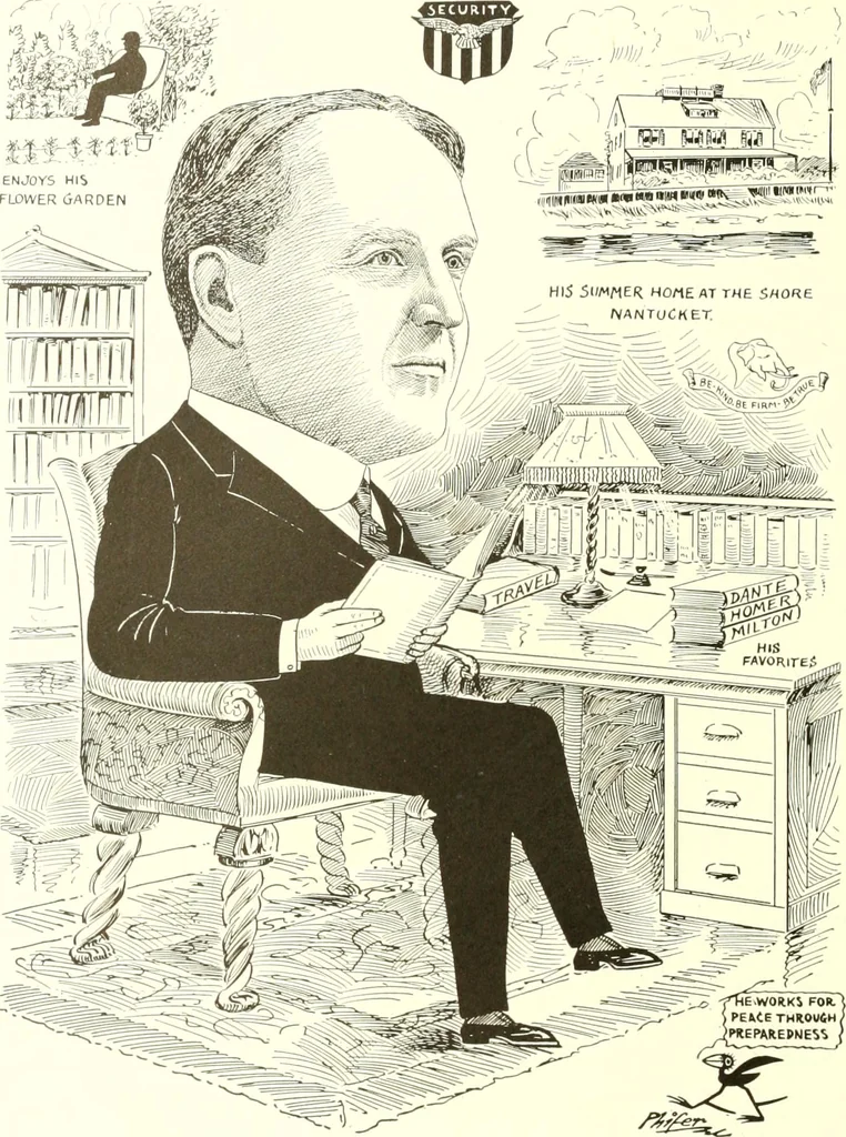 An illustration from Men of Worcester in caricature ;, 1917, leaf 241