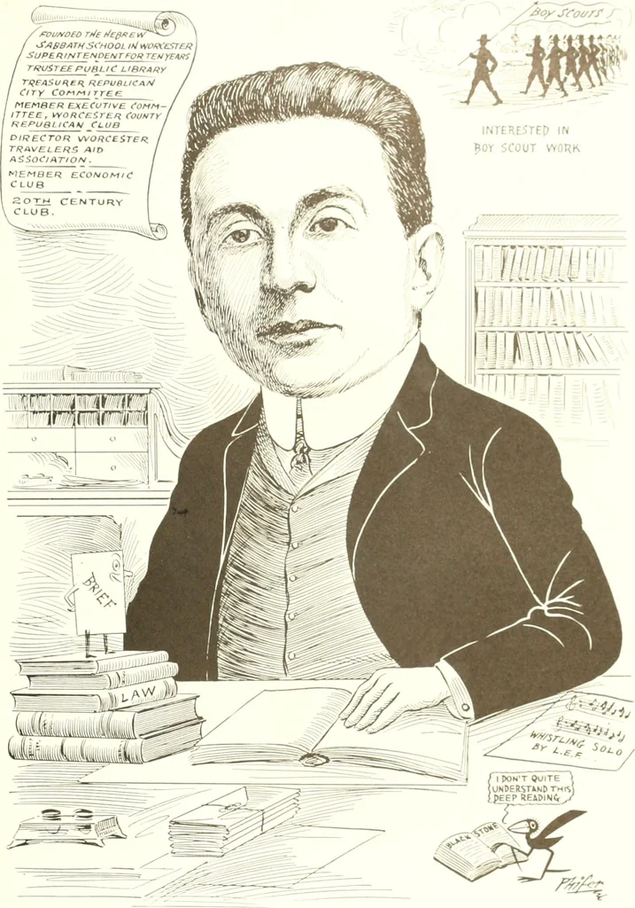 An illustration from Men of Worcester in caricature ;, 1917, leaf 242