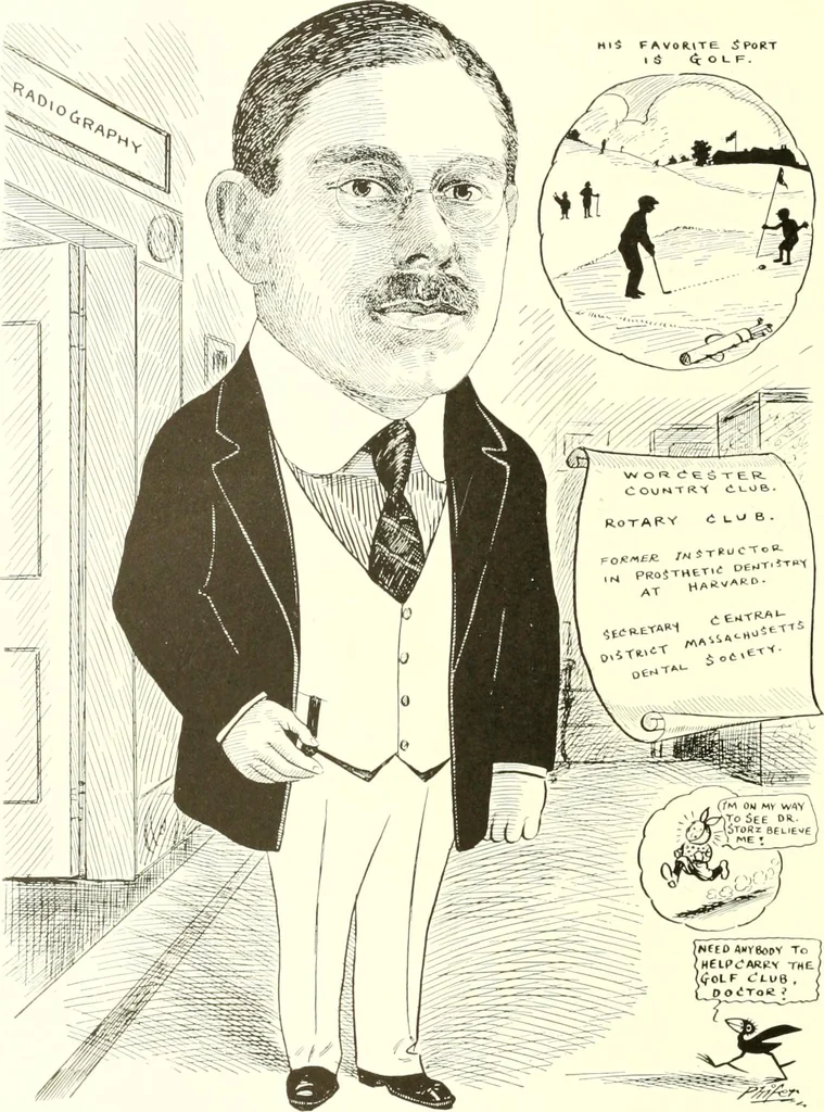 An illustration from Men of Worcester in caricature ;, 1917, leaf 243