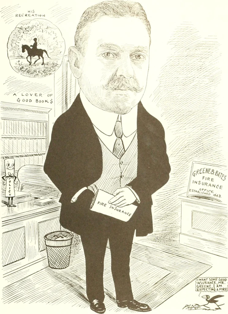 An illustration from Men of Worcester in caricature ;, 1917, leaf 246