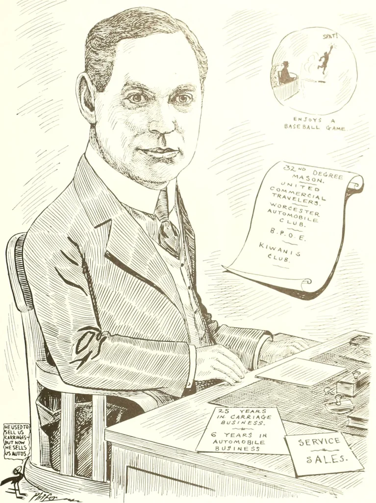 An illustration from Men of Worcester in caricature ;, 1917, leaf 248