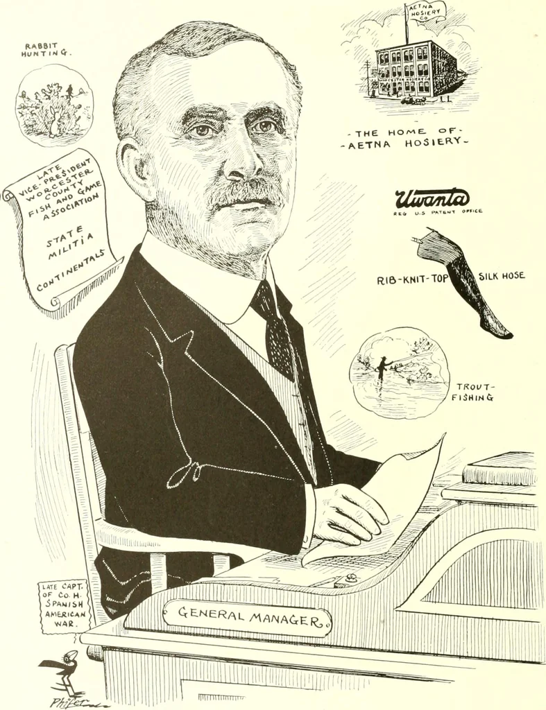 An illustration from Men of Worcester in caricature ;, 1917, leaf 251