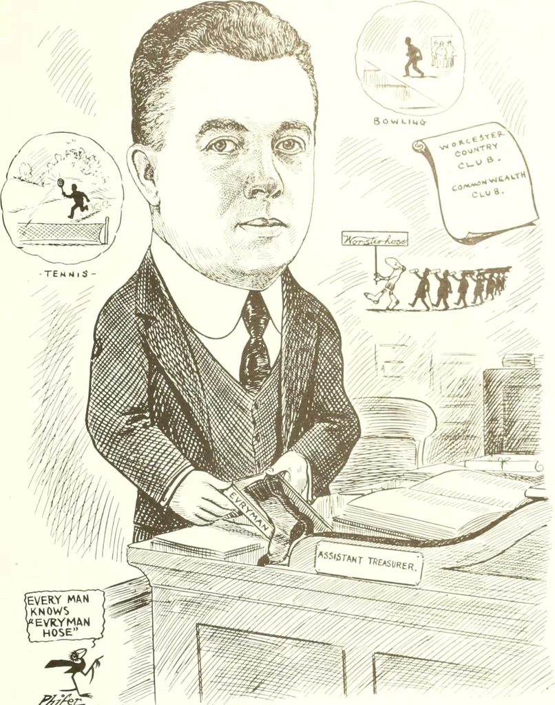 An illustration from Men of Worcester in caricature ;, 1917, leaf 252