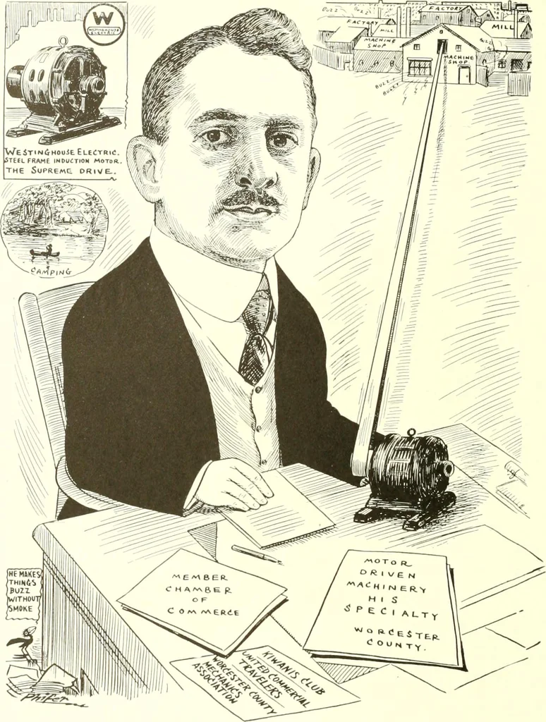 An illustration from Men of Worcester in caricature ;, 1917, leaf 253