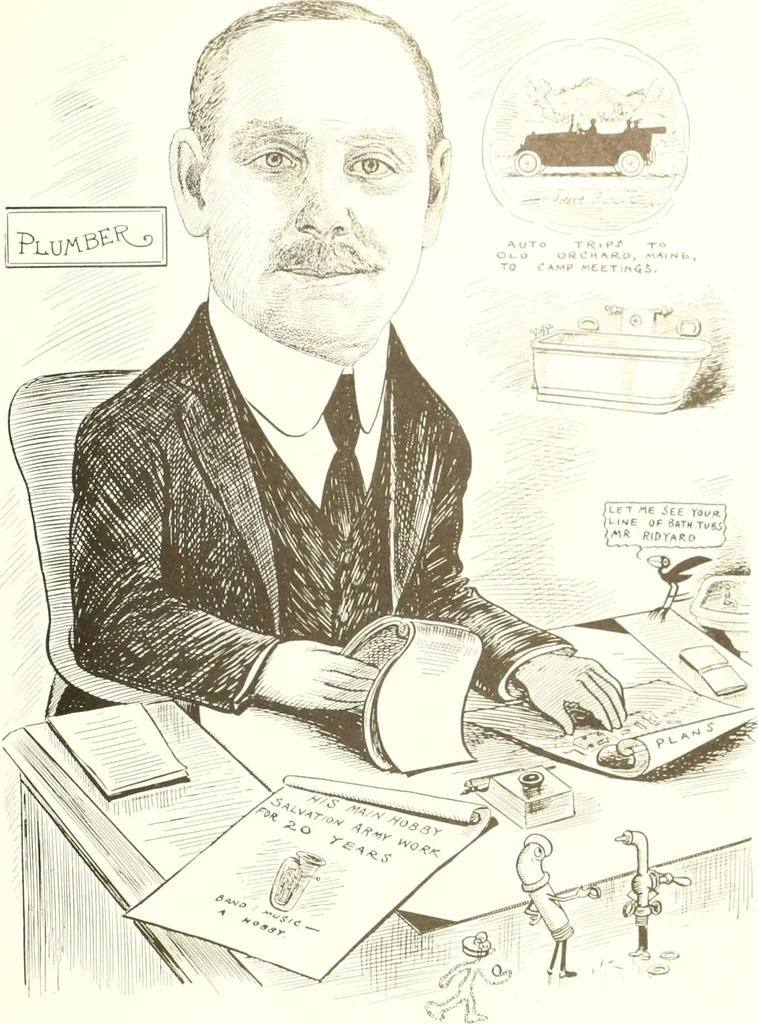 An illustration from Men of Worcester in caricature ;, 1917, leaf 258