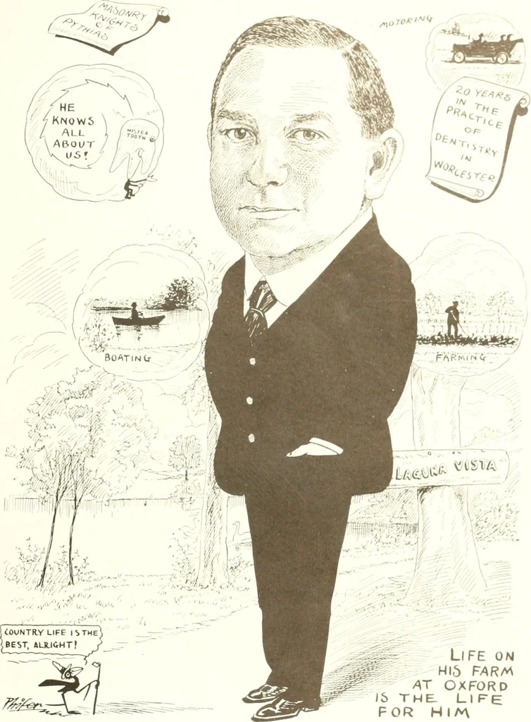 An illustration from Men of Worcester in caricature ;, 1917, leaf 260