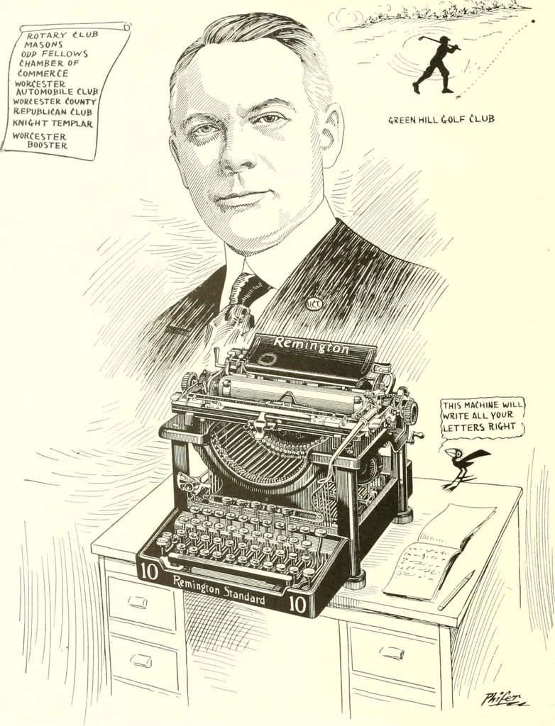 An illustration from Men of Worcester in caricature ;, 1917, leaf 267