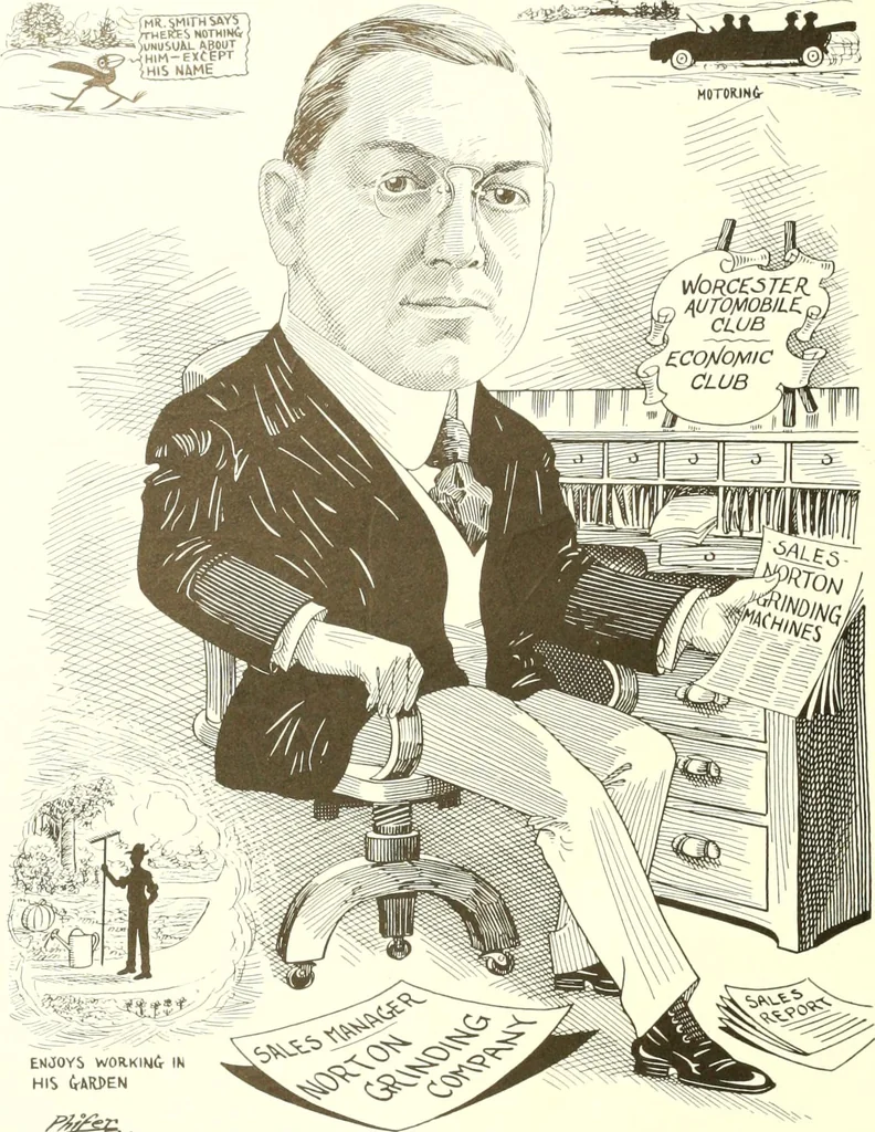 An illustration from Men of Worcester in caricature ;, 1917, leaf 27