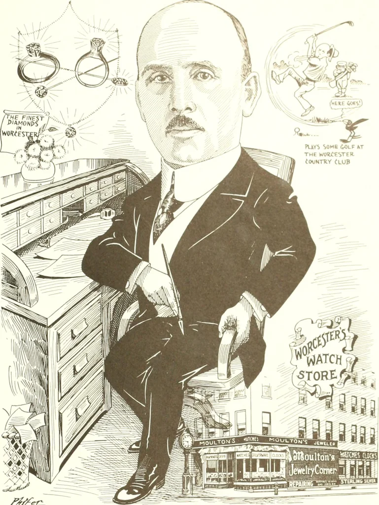 An illustration from Men of Worcester in caricature ;, 1917, leaf 270