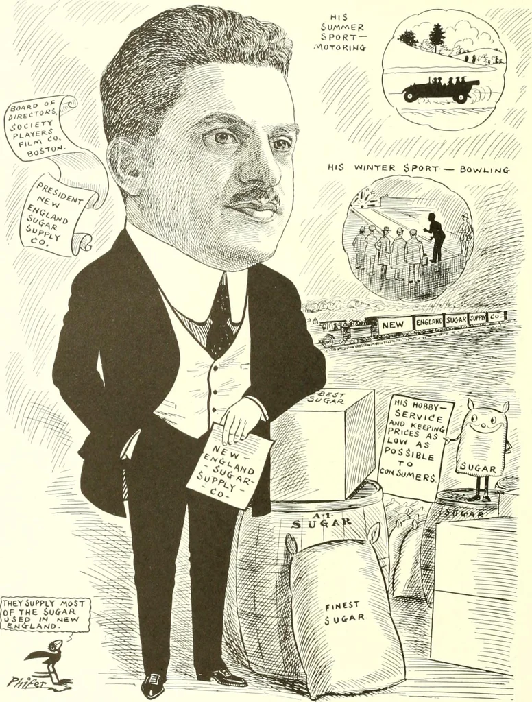 An illustration from Men of Worcester in caricature ;, 1917, leaf 273