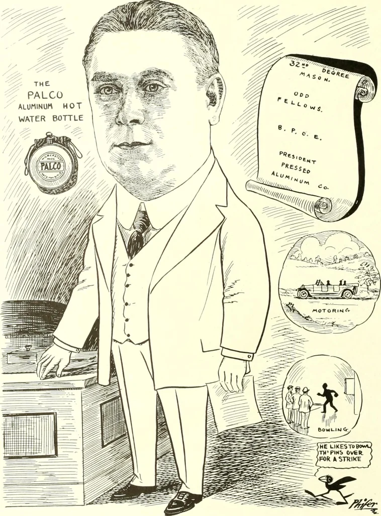 An illustration from Men of Worcester in caricature ;, 1917, leaf 279