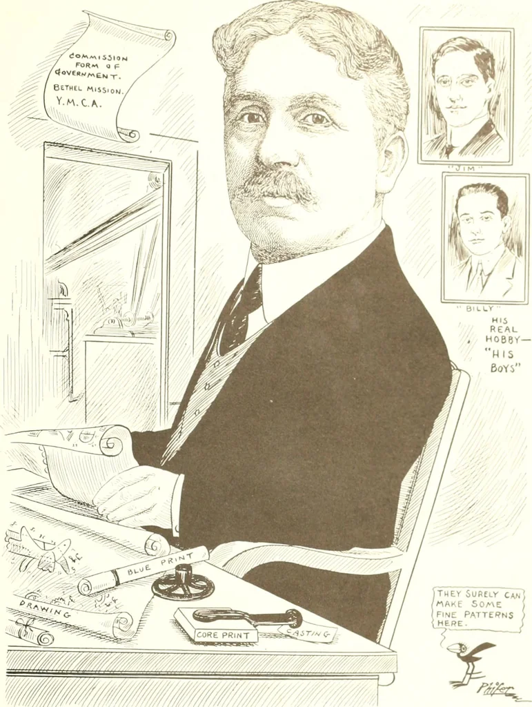 An illustration from Men of Worcester in caricature ;, 1917, leaf 280