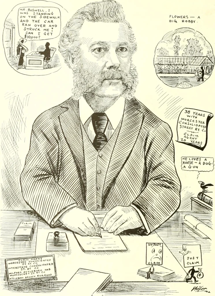 An illustration from Men of Worcester in caricature ;, 1917, leaf 281